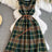 Autumn Winter Plaid Woolen Dress Women Vintage V Neck Sleeveless Long Dress With Belt Streetwear Sundress - Lootquake