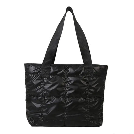 Fashion Ladies Tote Handbags Large Capacity Cotton Padded Shopping Bag Rhombus Portable Handbag Quilted Solid for Leisure Travel - Lootquake