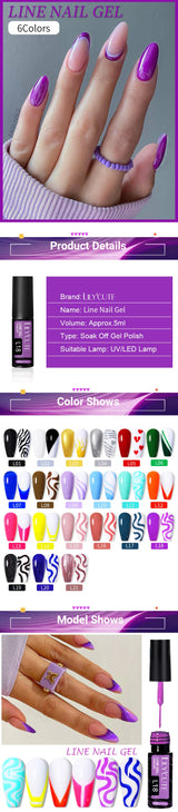 LILYCUTE 5ml Liner Gel Nail Polish UV LED Nail Art Paint Gel Gorgeous Glitter French Effect Semi Permanent Nail Painting UV Gel