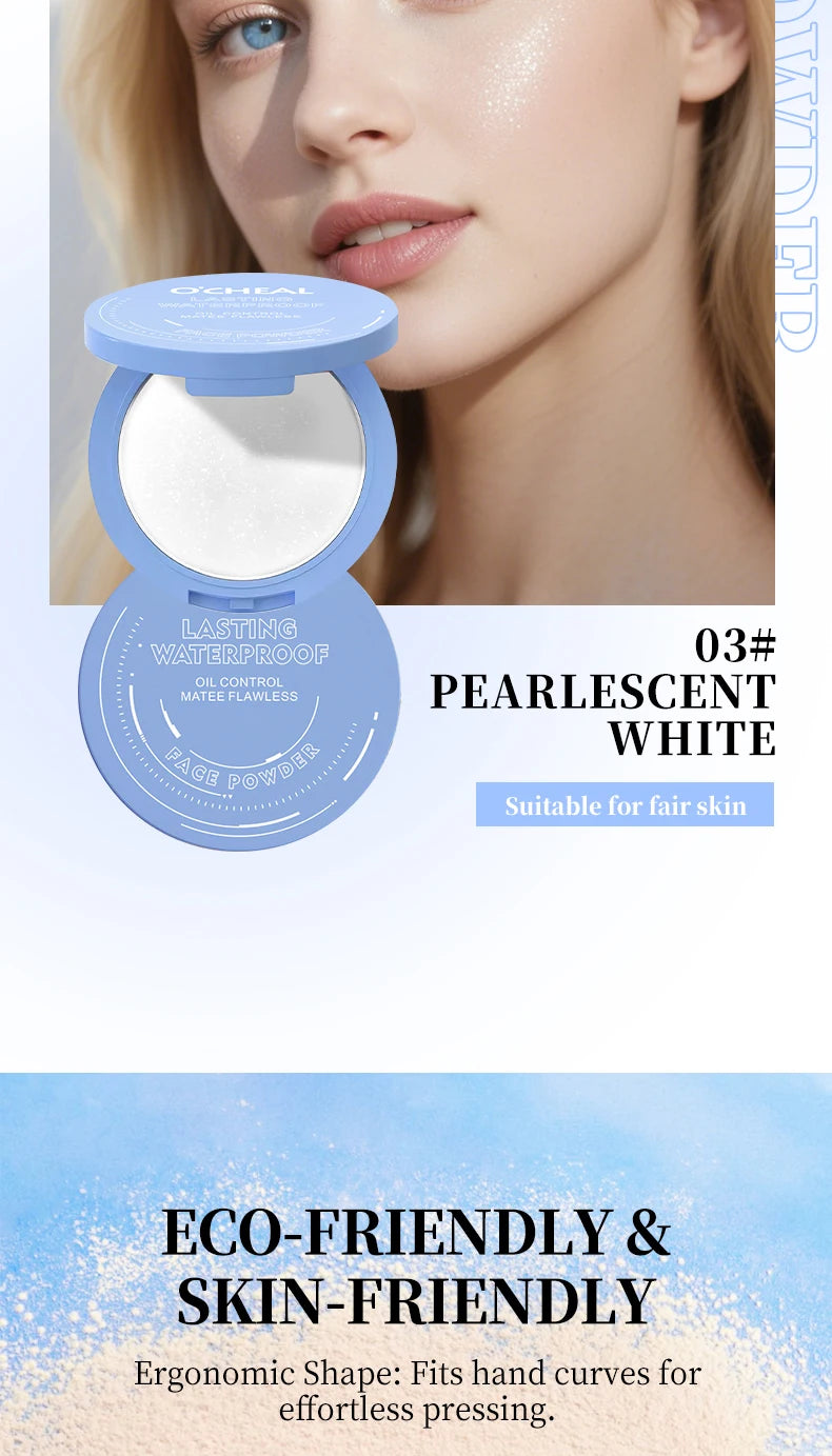 Polvos fijadores mate Ocheal para rostro, control de grasa, ligeros, radiantes, base de maquillaje, polvos compactos, maquillaje de cobertura total, cosmético
