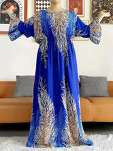 Vestido largo Abaya de algodón suelto de manga larga con estampado dashiki africano de nuevo estilo para mujer, vestido informal de verano