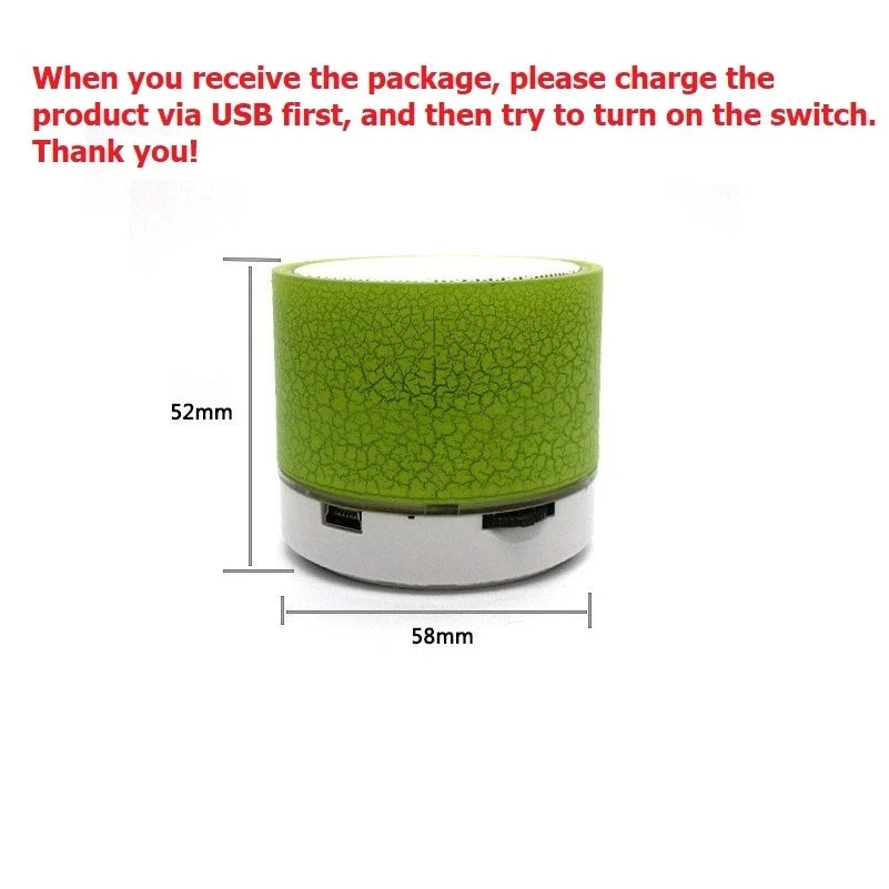 Mini altavoz Bluetooth inalámbrico con LED, tarjeta TF, subwoofer USB, sonido MP3 portátil, altavoz inalámbrico para teléfono inteligente