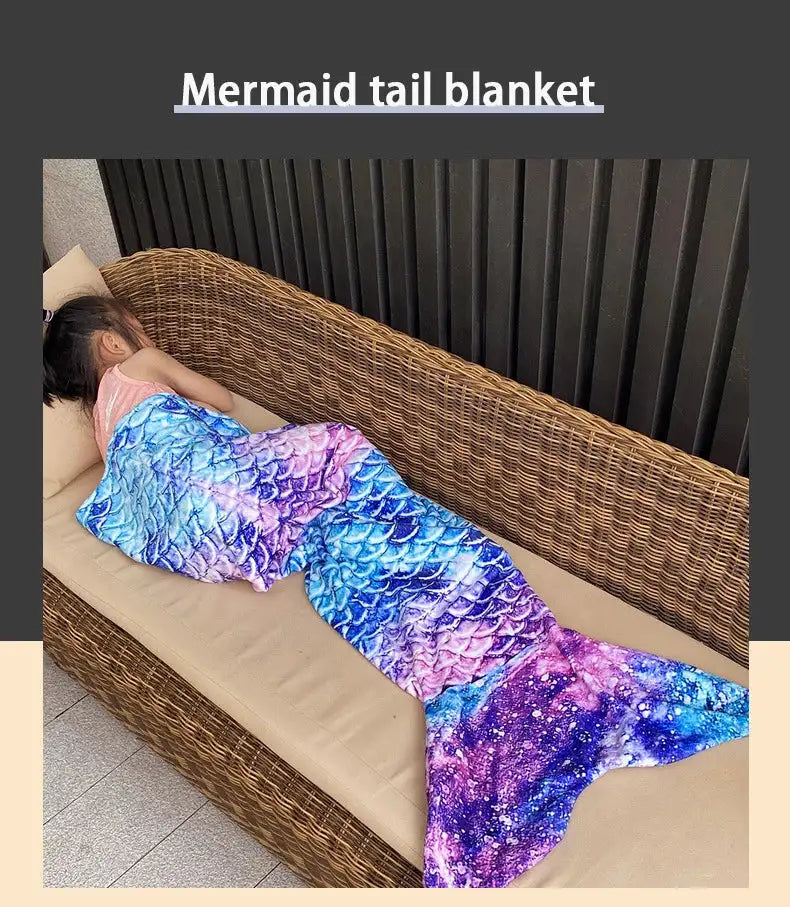 Mermaid Blanket Sleeping Bag Anti Kick Flannel Quilt Soft Fabric High Color Fastness Children Birthday Gift Fish Tail - Lootquake