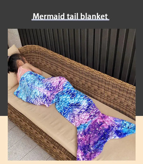 Mermaid Blanket Sleeping Bag Anti Kick Flannel Quilt Soft Fabric High Color Fastness Children Birthday Gift Fish Tail - Lootquake