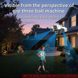 Cámara WiFi para exteriores 6K de 12 MP, tres pantallas, tres lentes, zoom 10X, PTZ, seguimiento automático, alarma visual audible, cámara de seguridad