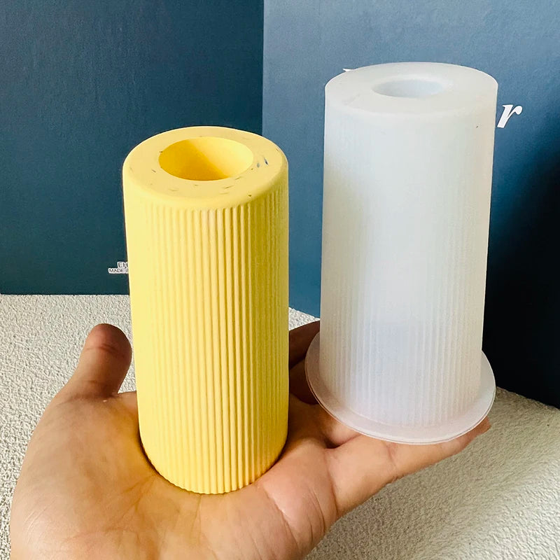 Abstract Human Sculpture Vase Silicone Aromatherapy Stick Container Plaster Mold Dried Flower Striped Vase Concrete Molds