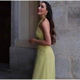 Hanging Neck Strap Split Long Dress Women Wrap Chest Backless High Waisted Slim Fit Robes Summer Chic Female Streetwear Vestido - Lootquake
