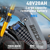 Bicicleta eléctrica de montaña Burchda RX80 de 1000 W y 50 km/h, batería de litio de 48 V y 20 Ah, de 26 pulgadas, para adultos.