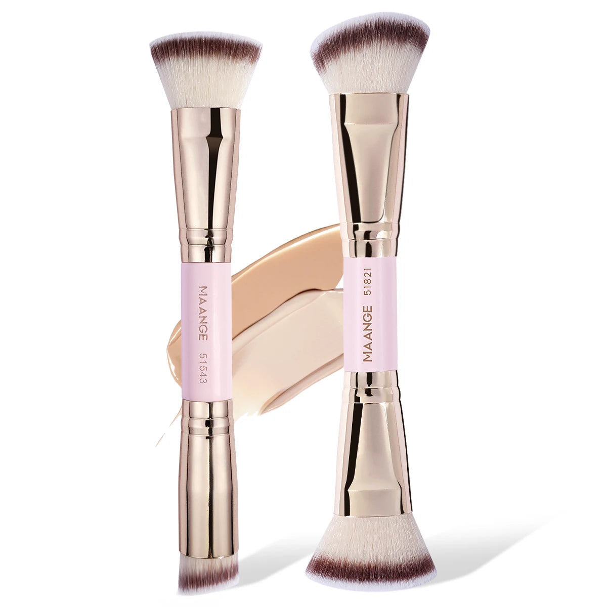 MAANGE - Juego de 2 brochas para base de maquillaje, crema líquida, polvos, contorno, pulido, difuminado, corrector, brochas faciales, herramientas de maquillaje cosmético