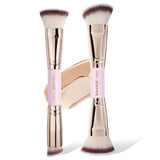 MAANGE - Juego de 2 brochas para base de maquillaje, crema líquida, polvos, contorno, pulido, difuminado, corrector, brochas faciales, herramientas de maquillaje cosmético