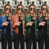 New Vintage Women PU Leather Bomber Jacket Fashion Casual Autumn Winter Zipper Windbreaker Streetwear Female Blazer Y2K Clothes - Lootquake