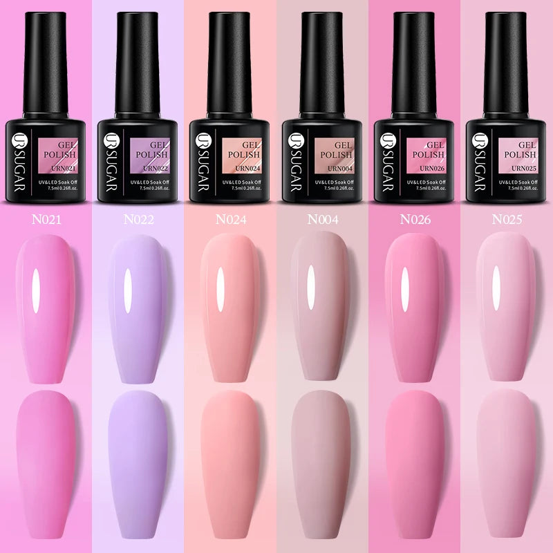 URSUGAR 7.5ml Solid Color Gel Polsih Classic Matte Glossy DIY Nail Art Trendy Reflective Glitter Nail Gel UV LED Soak Off