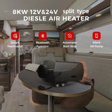 8KW portable Diesel Air Heater 12V&24V bluetooth App & Remote Control w/Automatic Altitude Night Heater for RV tent campervan - Lootquake