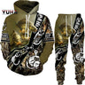New 3D Fishing Art Print Casual Couple Hoodies Outfits Hip Hop Streetwear Hooded Sweatshirt+Sweat Pants Men's Tracksuit Set - Lootquake