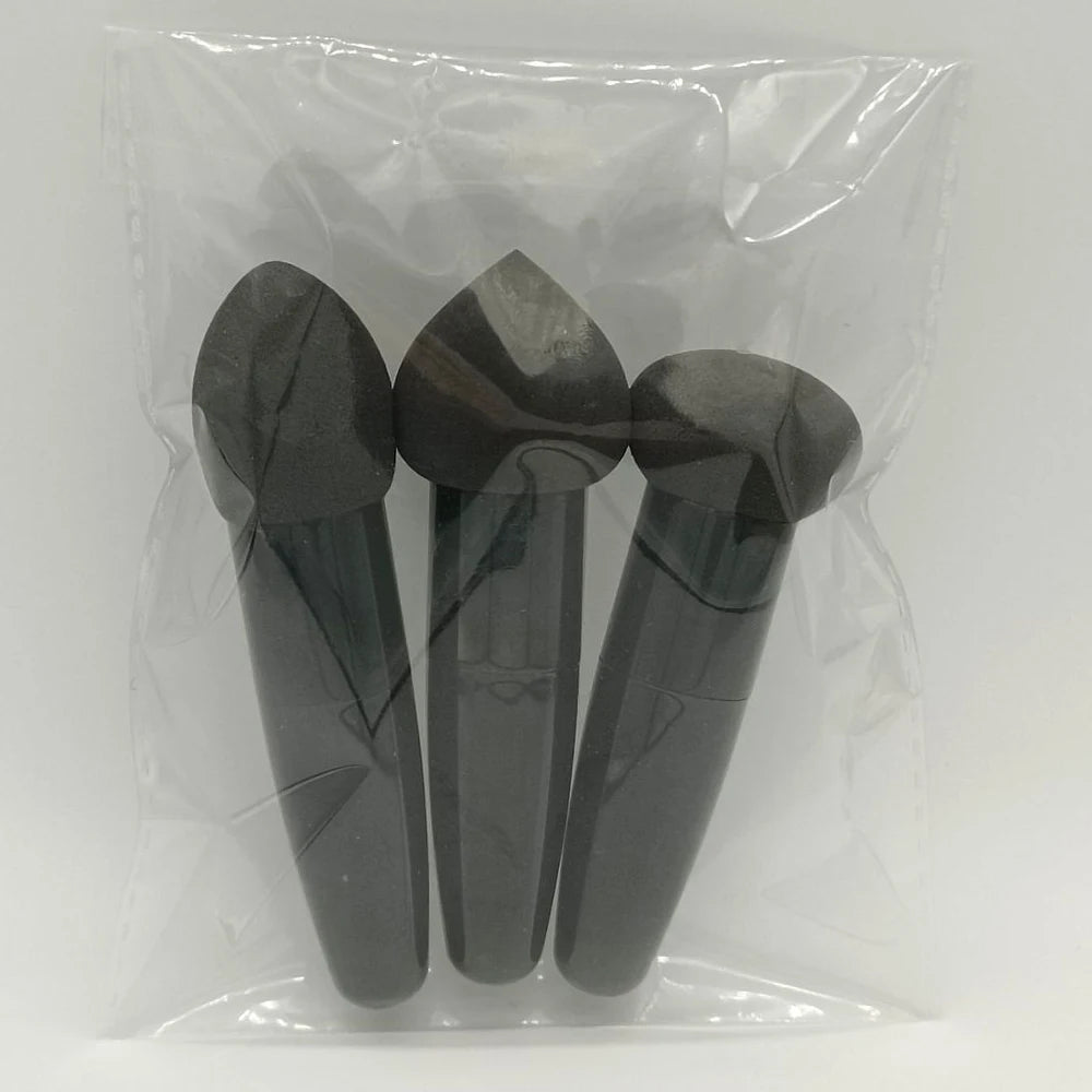 Lot de 3 pinceaux de maquillage pour femme, houppette à tête de champignon, pour fond de teint, correcteur, estompeur, avec manche lisse, outils de beauté