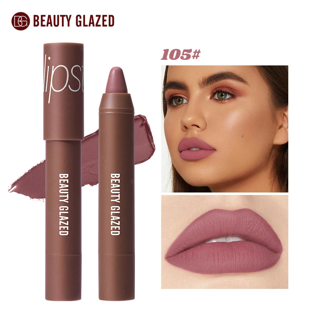 12-Color Matte Waterproof Lipstick Pen - Long-Lasting, Vibrant Berry Tone, Plant-Based Squalane, Smooth Application for All Skin