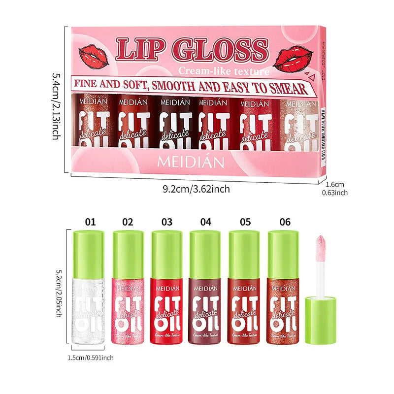 Lip Gloss Kit (6 Colors),Mirror Finish Water Shine Lipstick Set,Long-Lasting Moisturizing Lightweight Lipgloss,Non-sticky Makeup