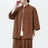 Men Chinese Style Hanfu Shirt 3/4 Sleeve Mens Loose Tops Tang Suit Solid Traditional Kung Fu Shirts Male Chinese Shirts M-5XL - Lootquake