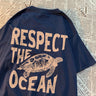 Respect The Ocean Green Turtle T Shirt Men Oversized Clothes Hip Hop Breathable Short Sleeve Harajuku Summer Cotton T-Shirt - Lootquake