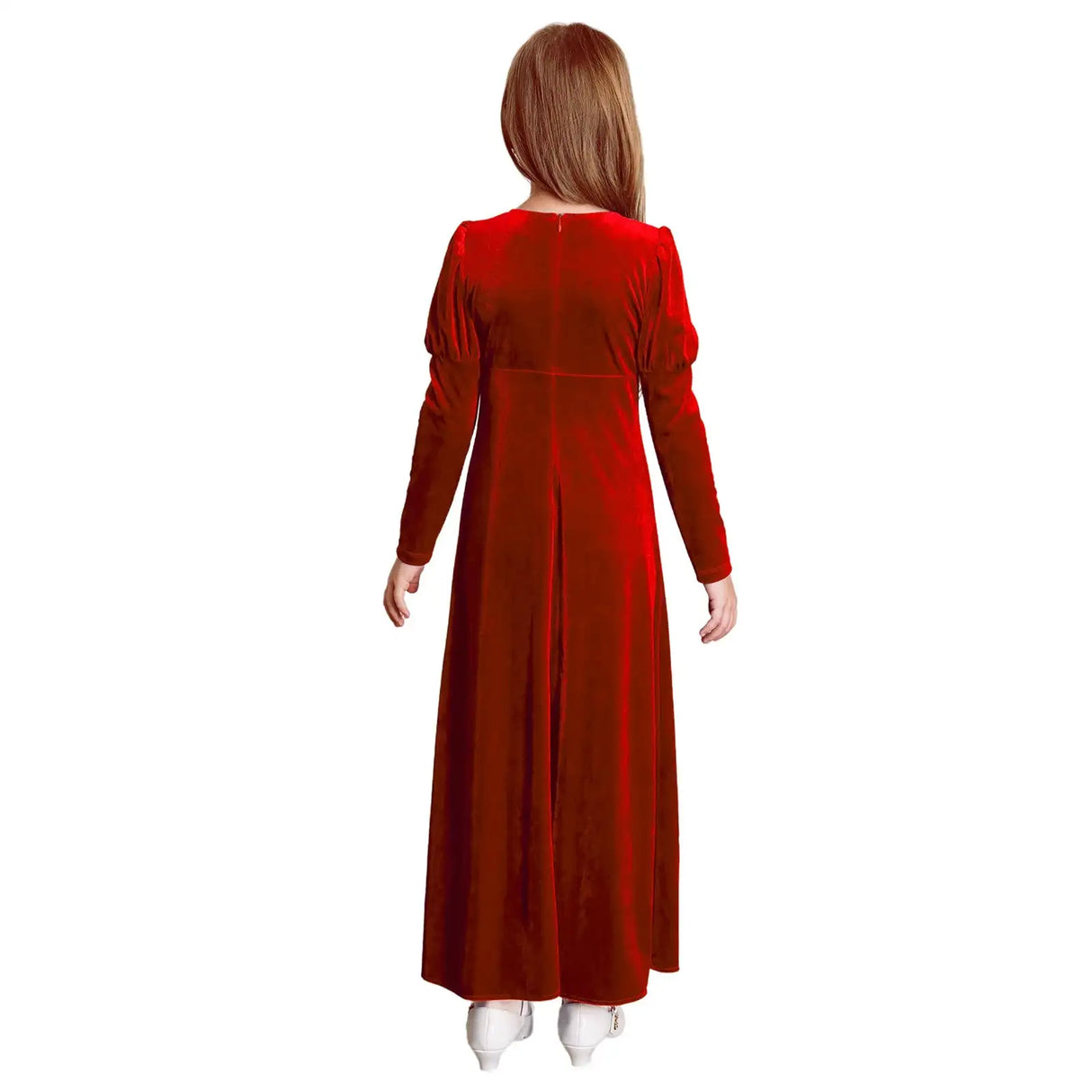 Girls Velvet Medieval Princess Dress Long Sleeve Renaissance Retro Robe Ancient Roman Long Dress for Halloween Carnival Party