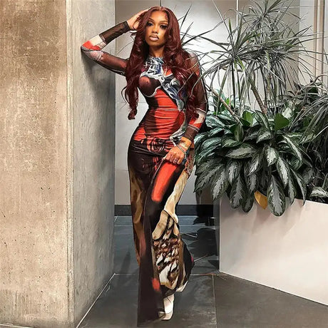 Spring Autumn Women Long Sleeve Party Club Streetwear Bodycon Fall Long Dress Wholesale Items For Business - Lootquake