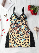 Women’s Sexy Lace Trim Side Slit Bowknot Decor Cami Sleep Dress Ladies Night Dresses Tops Girls Woman Loungewear 2024 Fashion