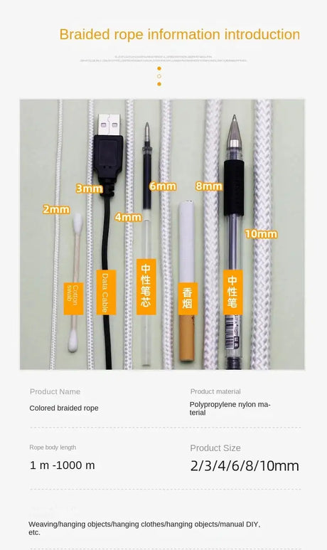 5 meters 10 colors 2mm 4mm 6mm 8mm 10mm colorful braided rope tent tie rope drawstring outdoor clothesline core nylon rope - Lootquake