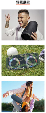 High power bluetooth speaker portable RGB colorful light waterproof wireless subwoofer 360 stereo surround TWS FM boombox