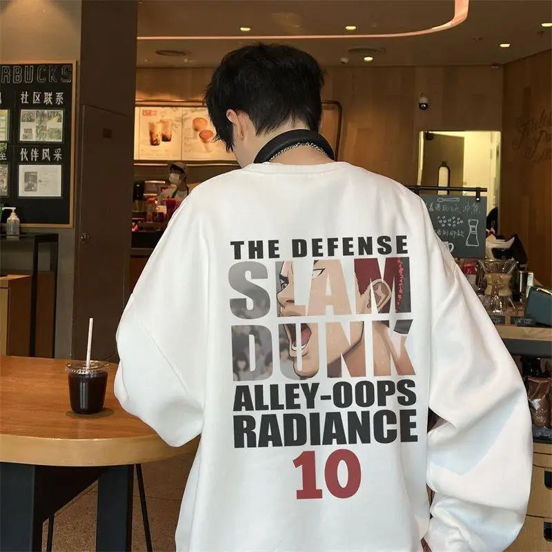 Cotton Hip-hop SLAM DUNK Printed Crew Neck Sweater Autumn Winter Men's Women's New American Trendy Brand Versatile Couple Jumper - Lootquake
