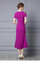 Long Dress Summer 2022 new purple nail drill elegant temperament close waist fish tail evening dress - Lootquake