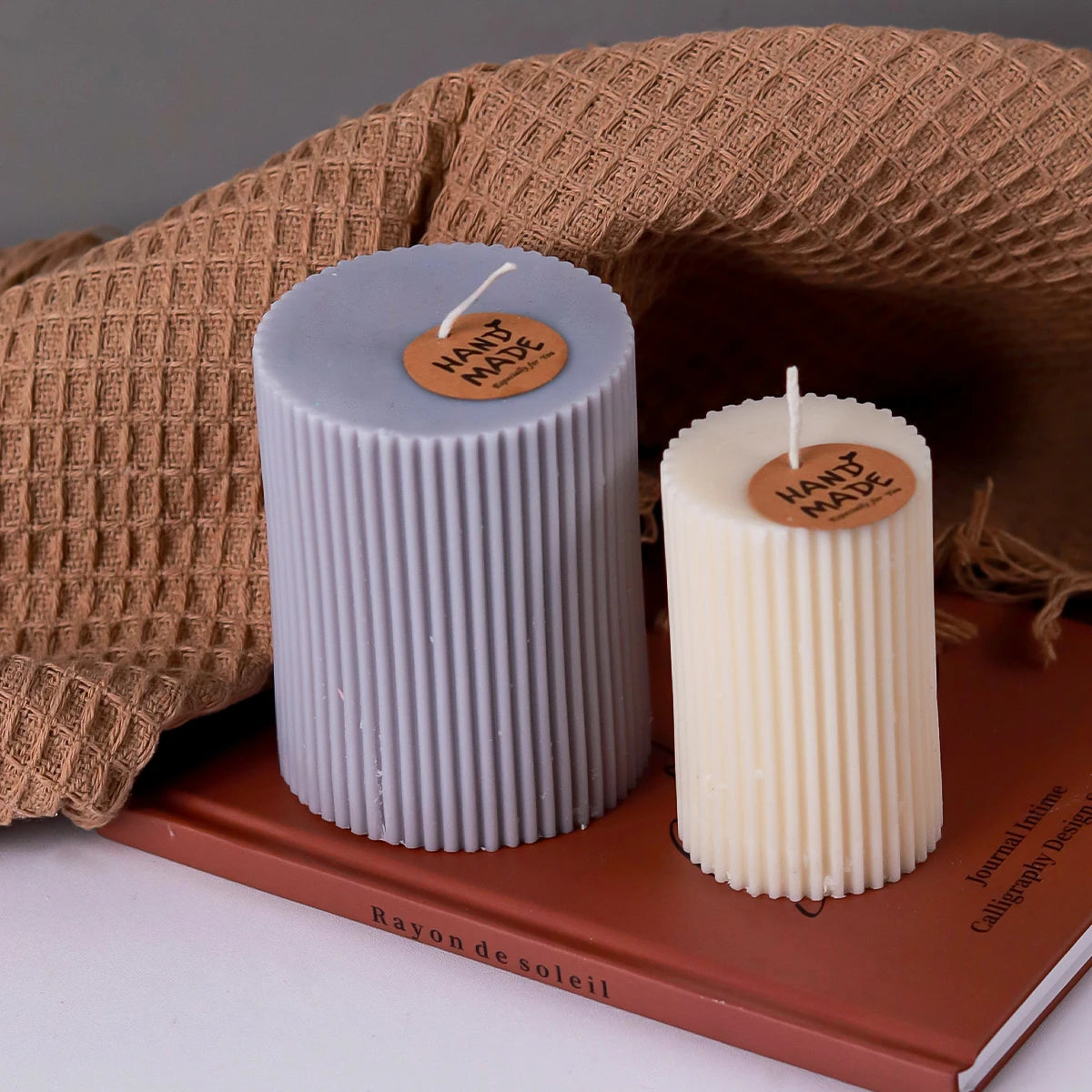 Molde de silicona para velas cilíndricas a rayas, hecho a mano, para hacer velas perfumadas, molde de cera, moldes artesanales de resina epoxi de cristal, decoración del hogar