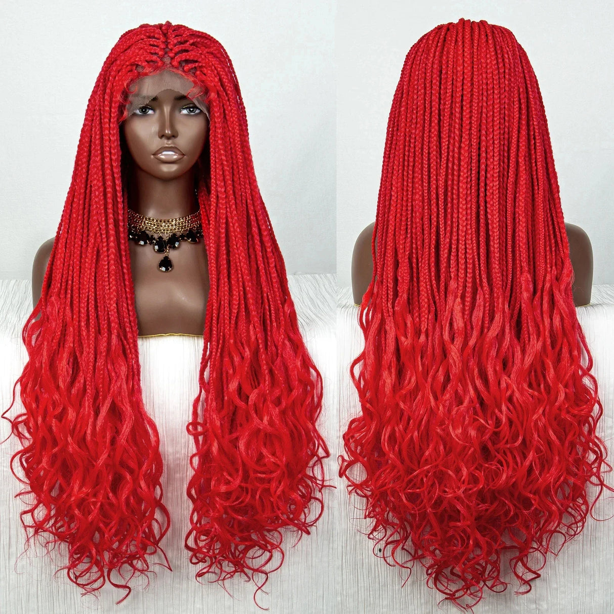 36" 613 Blonde Braided Wig | Lace Front | Baby Hair | Colored Braids