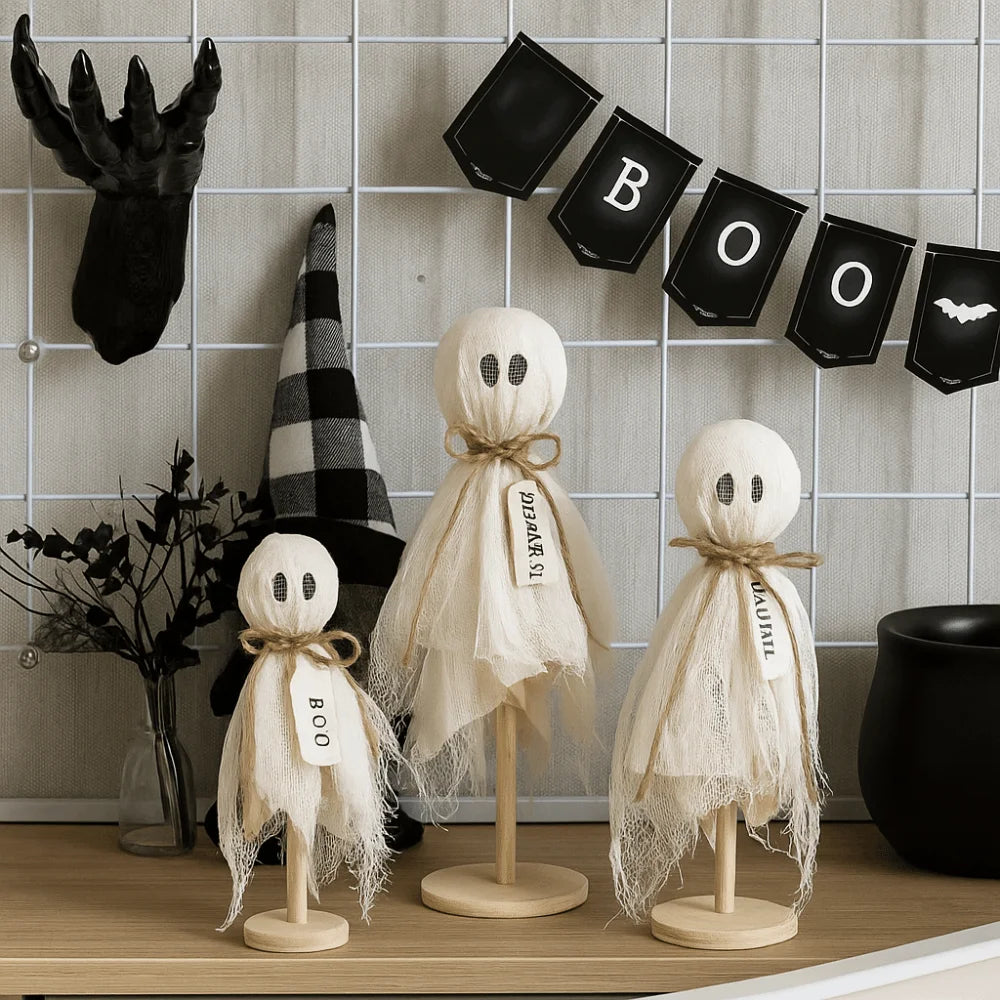 Wooden Crafts Ghost Wooden Stand Handmade Decor Spooky Design Spooky Wooden Decor Halloween Gothic Home Ambience Ornaments