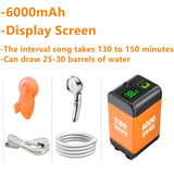 Ducha eléctrica portátil para acampar al aire libre, bomba de ducha IPX7 resistente al agua con pantalla digital para acampar, viajar, playa, dormitorio.