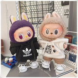 Vêtements de poupée Labubu, ensemble sweat à capuche et pantalon tendance, accessoires pour poupées Labubu Idol V1 V2, peluche universelle de 15/17 cm