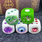 Functional Halloween Decor:Demon Sieve Micro Landscape Ornaments Display Funny Face Resin Dice Game/Desk Ornament Monster Dice