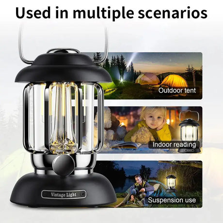 Outdoor Camping Lantern Portable USB Rechargeable Lamp Retro LED Light For Emergency Fishing Hiking Tent Nightlight Waterproof - Lootquake