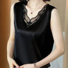 Nueva ropa de mujer, chaleco, camiseta sin mangas, traje de mujer, forro de encaje, verano 2024, nuevo top sin mangas de satén de seda, chalecos con tirantes