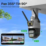 Cámara IP WIFI 8K con zoom 8X, cuatro lentes y cuatro pantallas, detección humana, 4K, 8MP, IP HD, doble pantalla, seguridad, impermeable, iCsee