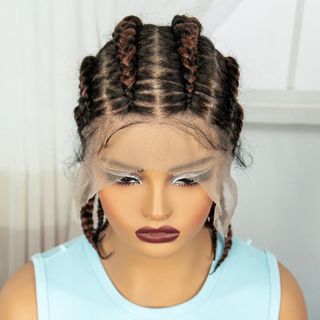14" Short Knotless Cornrow Braids Wig | Transparent Full Lace Bob