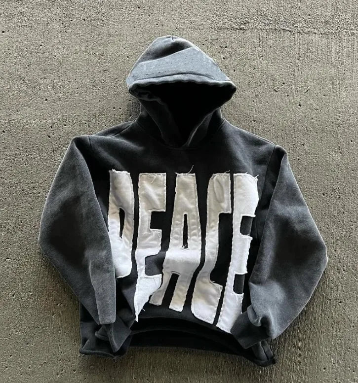 New Streetwear  Hoodie Goth Hip Hop Oversized Loose Zip Up Hoodie Casual Harajuku Black Patchwork Long Sleeve Men Women Pullover - Lootquake