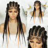 24" Full Lace Cornrow Braided Wig | Orange Boho Braids | Synthetic Lace Wig | Black Women