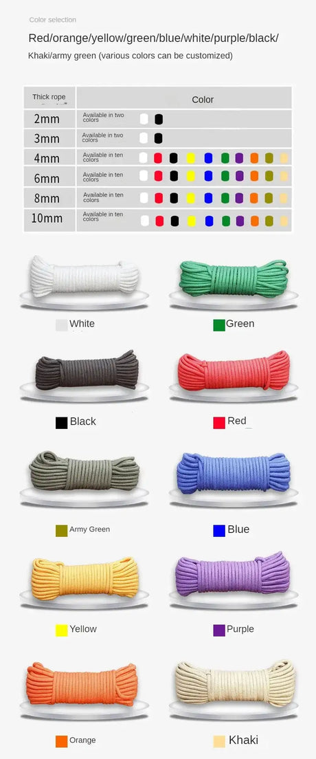 5 meters 10 colors 2mm 4mm 6mm 8mm 10mm colorful braided rope tent tie rope drawstring outdoor clothesline core nylon rope - Lootquake