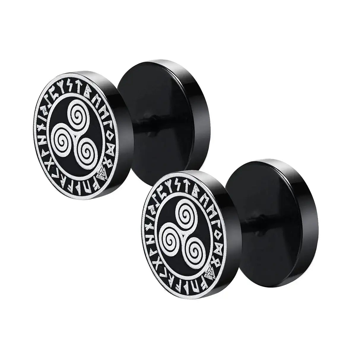 Gothic Norse Viking Runes Stud Earrings for Men Boys,Rock Punk Stainless Steel Valknut Wolf Head Compass Celtic Knot Earrings - Lootquake