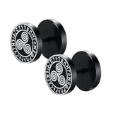 Gothic Norse Viking Runes Stud Earrings for Men Boys,Rock Punk Stainless Steel Valknut Wolf Head Compass Celtic Knot Earrings - Lootquake