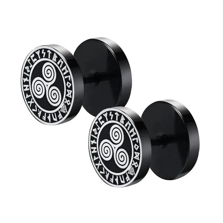 Gothic Norse Viking Runes Stud Earrings for Men Boys,Rock Punk Stainless Steel Valknut Wolf Head Compass Celtic Knot Earrings - Lootquake