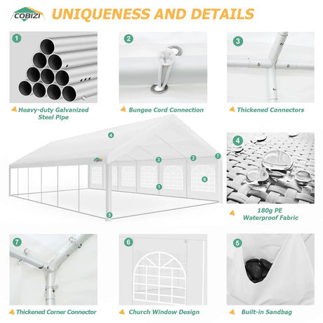 20x40FT Party Tent Heavy Duty, Wedding Tent, Event Tent for Parties, with 8 Removable Sidewalls, 20x40 Tent Carpas para Fiestas - Lootquake
