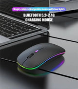 Souris de jeu sans fil, rétroéclairée, compatible USB, rechargeable, RVB, silencieuse, ergonomique, pour ordinateur portable et PC
