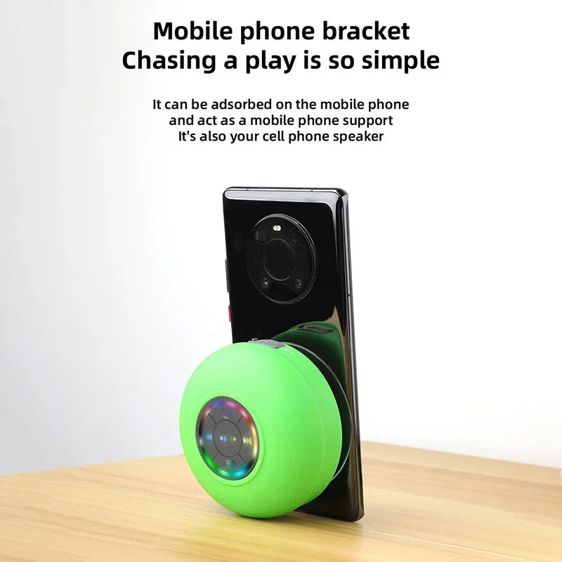 Wireless Bluetooth Speaker IPX4 Waterproof Loudspeaker Long lasting Mini Stereo LED Bathroom Sound Box With Powerful Suction