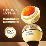 Crema facial antiarrugas con colágeno, perla, reafirmante, caviar, ADN, colágeno sódico, hidratante, suavizante y aclarante. Producto para el cuidado de la piel.